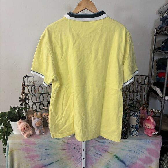 Barbour Light Yellow Polo Shirt with Blue Accents Finkle Polo size XXL - Picture 7 of 8